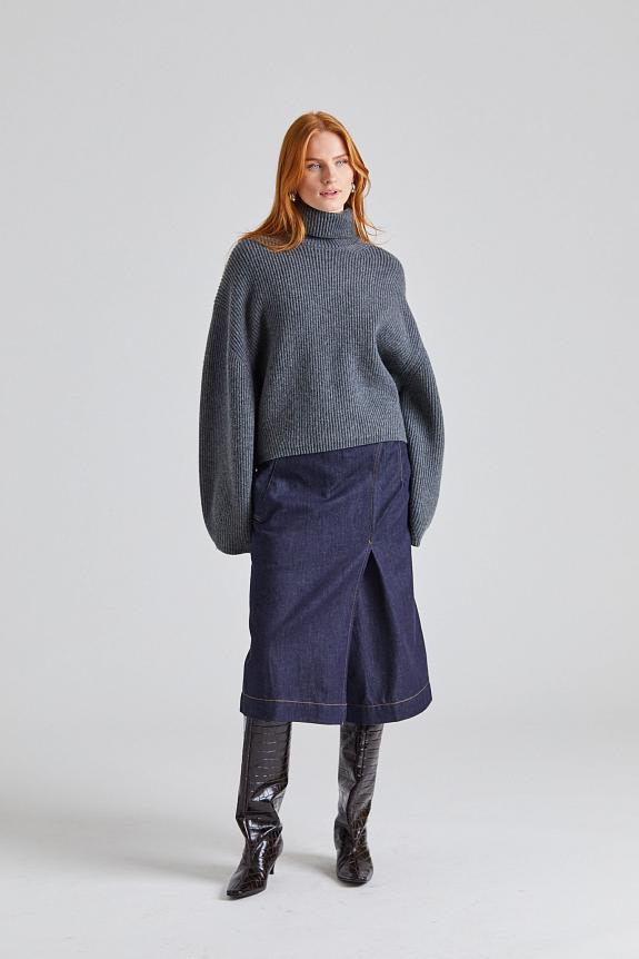 Victoria Beckham Denim Wrap Detail Skirt Dark Indigo Raw